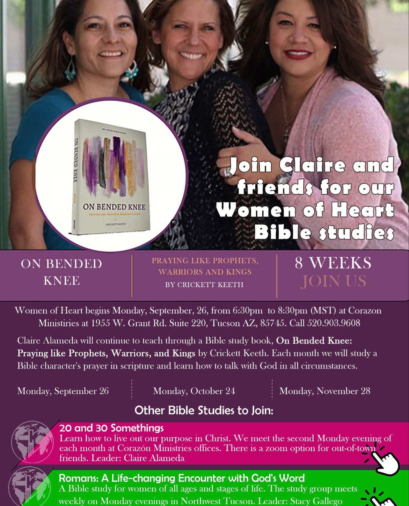 Have you heard about the latest going on at the ministry training center for women? Join us for women’s Bible studies tonight! Contact us for more information.